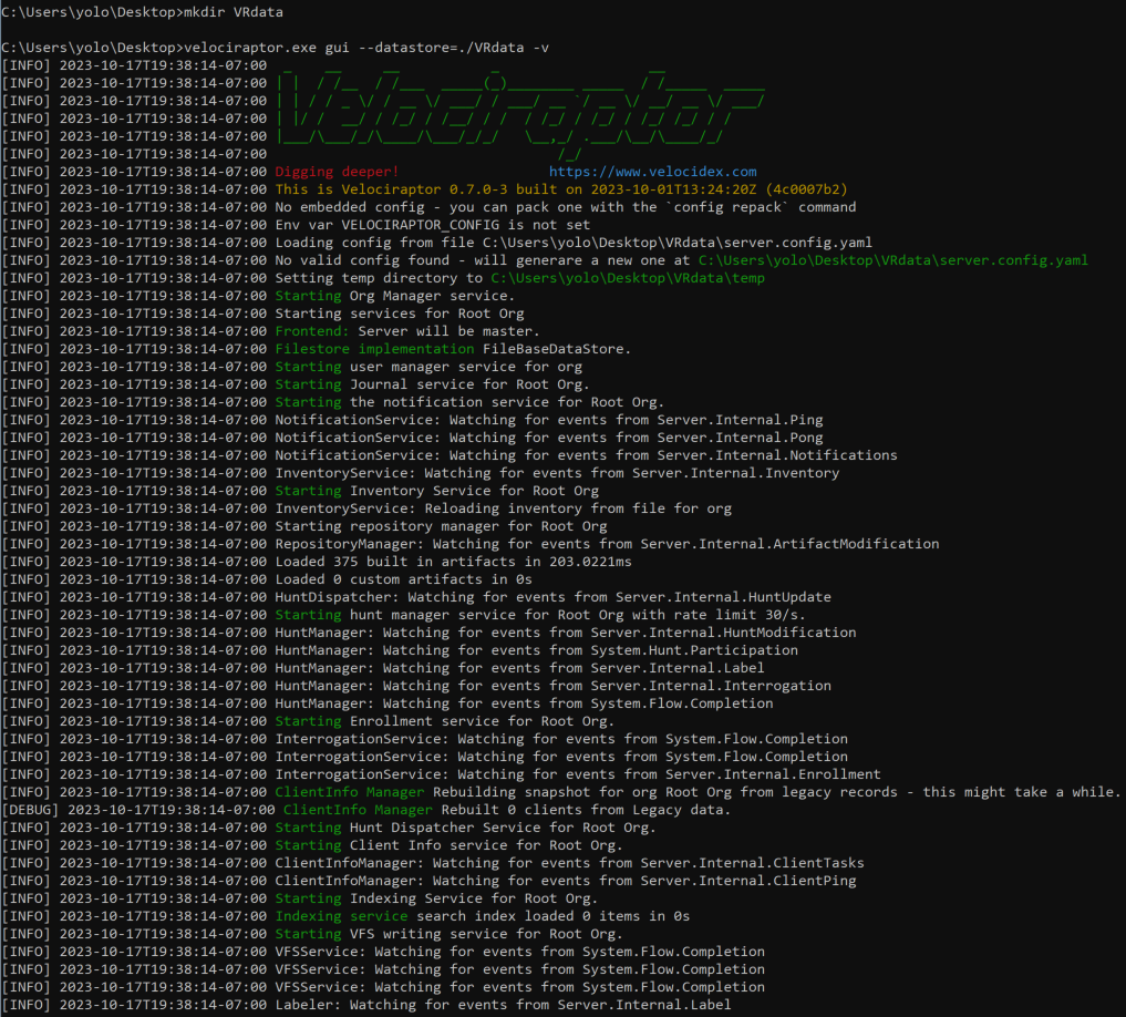 GUI mode and lab setup: Download and run Velociraptor in GUI mode (04)