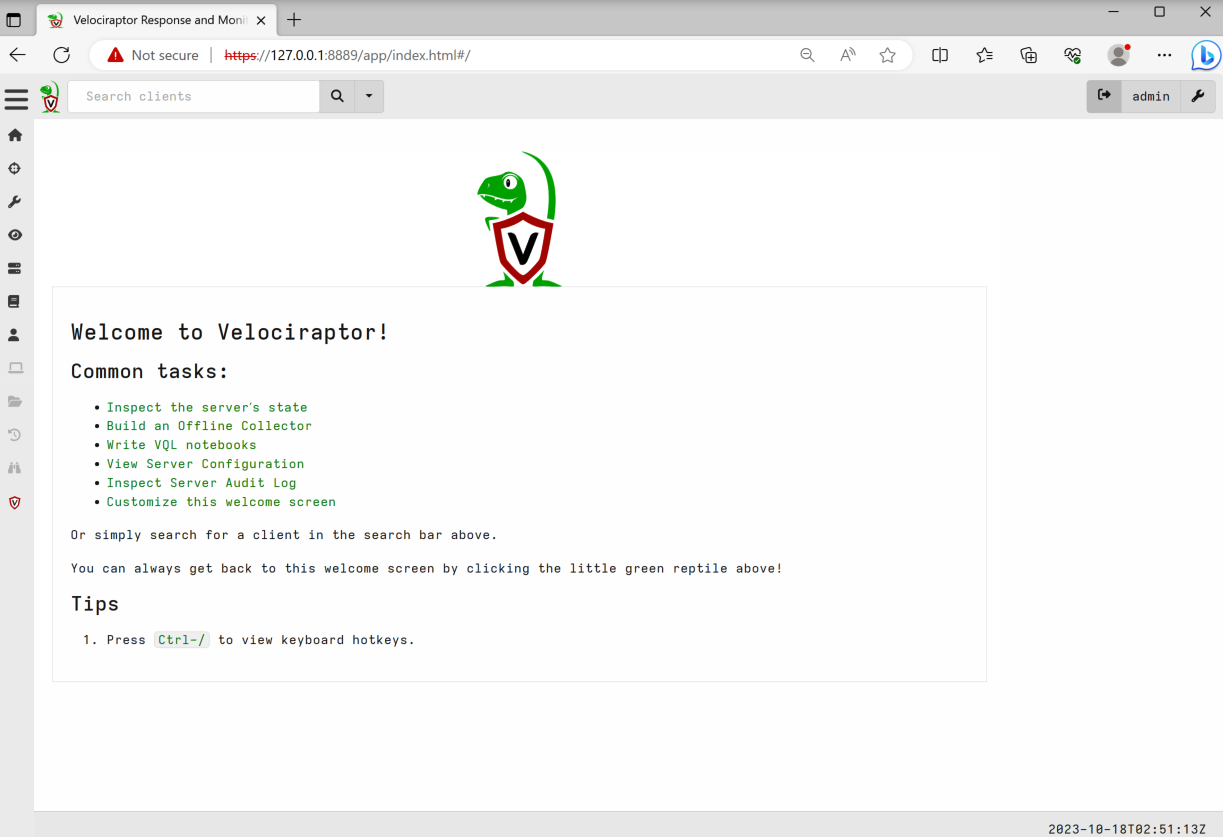 GUI mode and lab setup: Download and run Velociraptor in GUI mode (05)